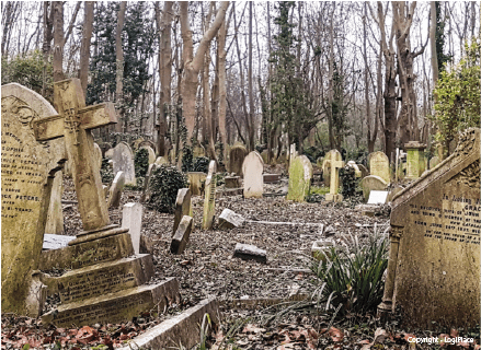 Tombes abandonnées Cimetière de HighGate à Londres